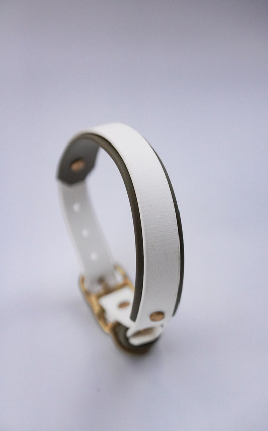 Paris collar (30-36cm) olive & White