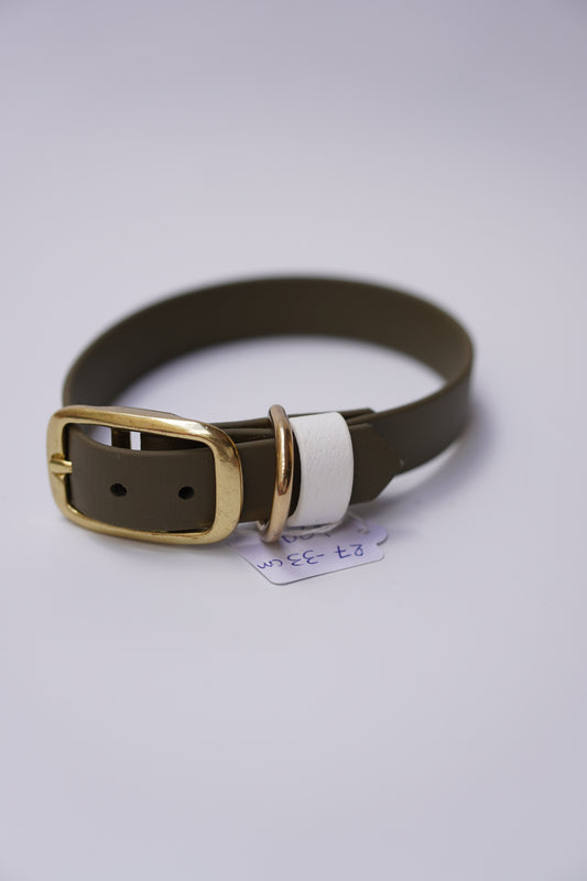 SD collar 20mm width (27-33cm) Olive & white