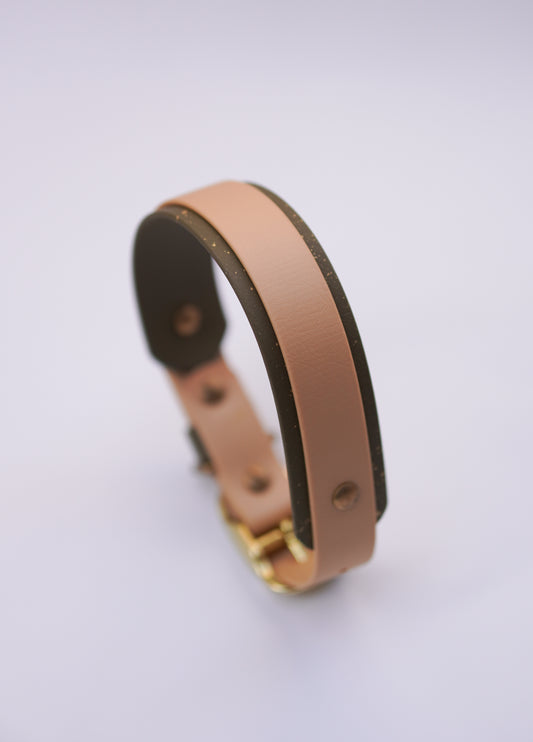 Paris collar (M) Olive & Champagne