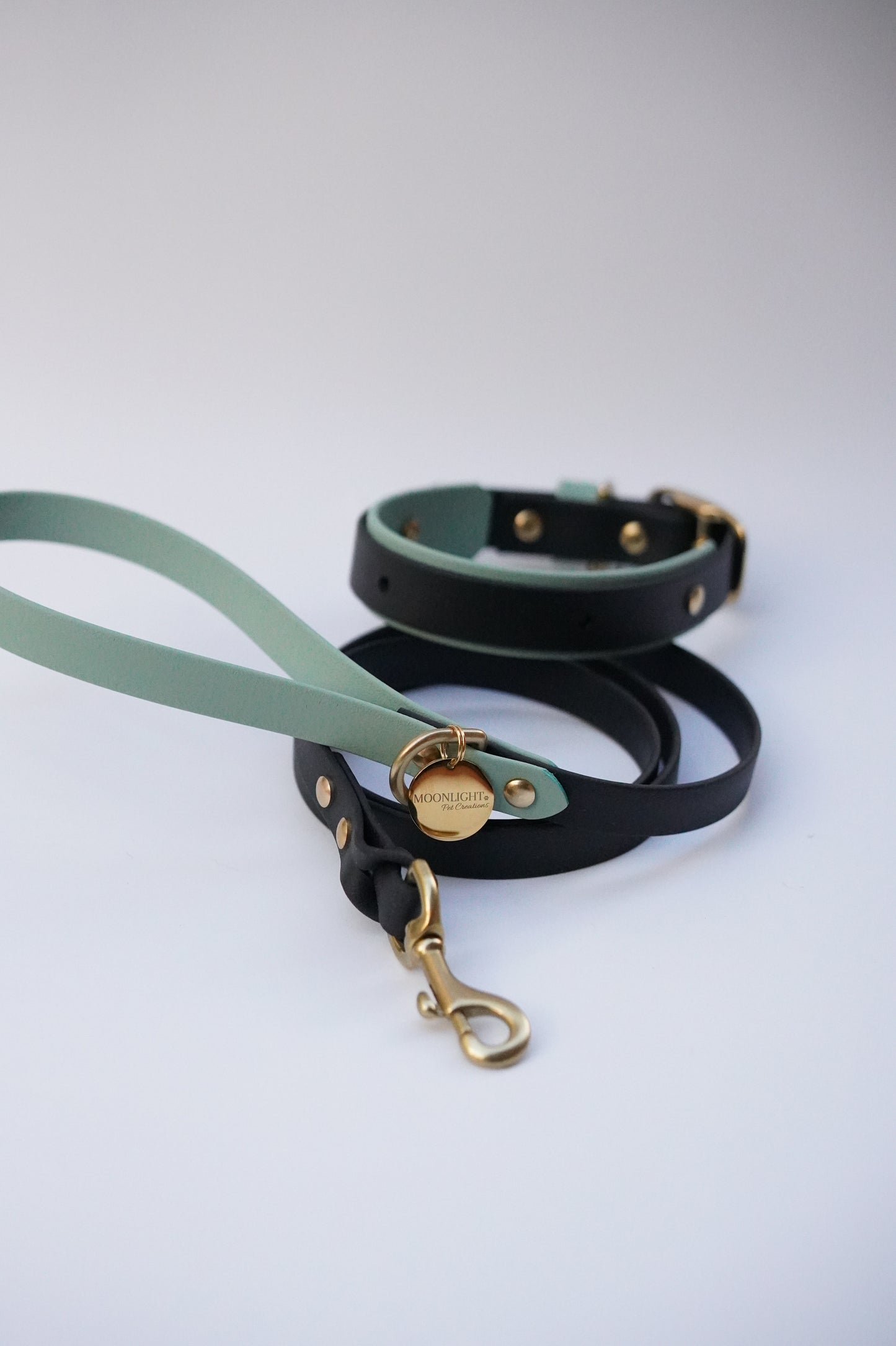Collar and leash set ( Black & Sage)