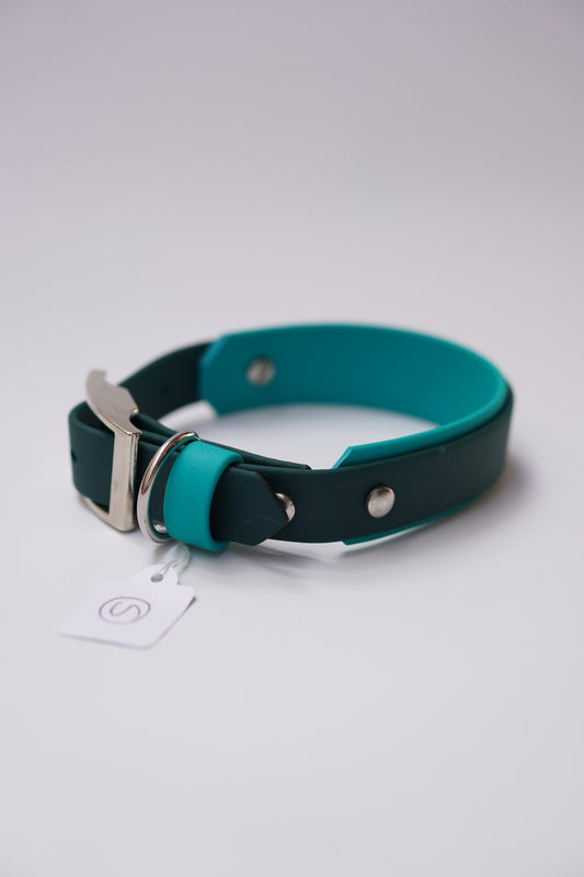 Paris collar (25-31cm) Teal & Dark green