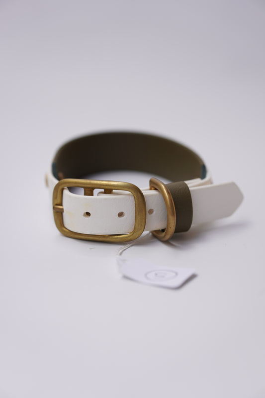 Paris collar (25-31cm) olive & white