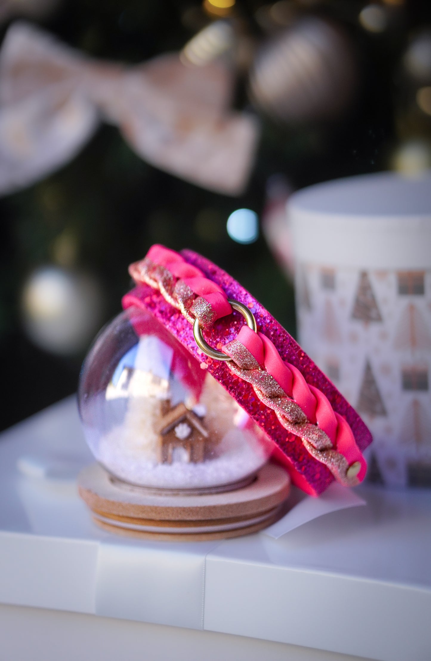 Bright Pink braided collar