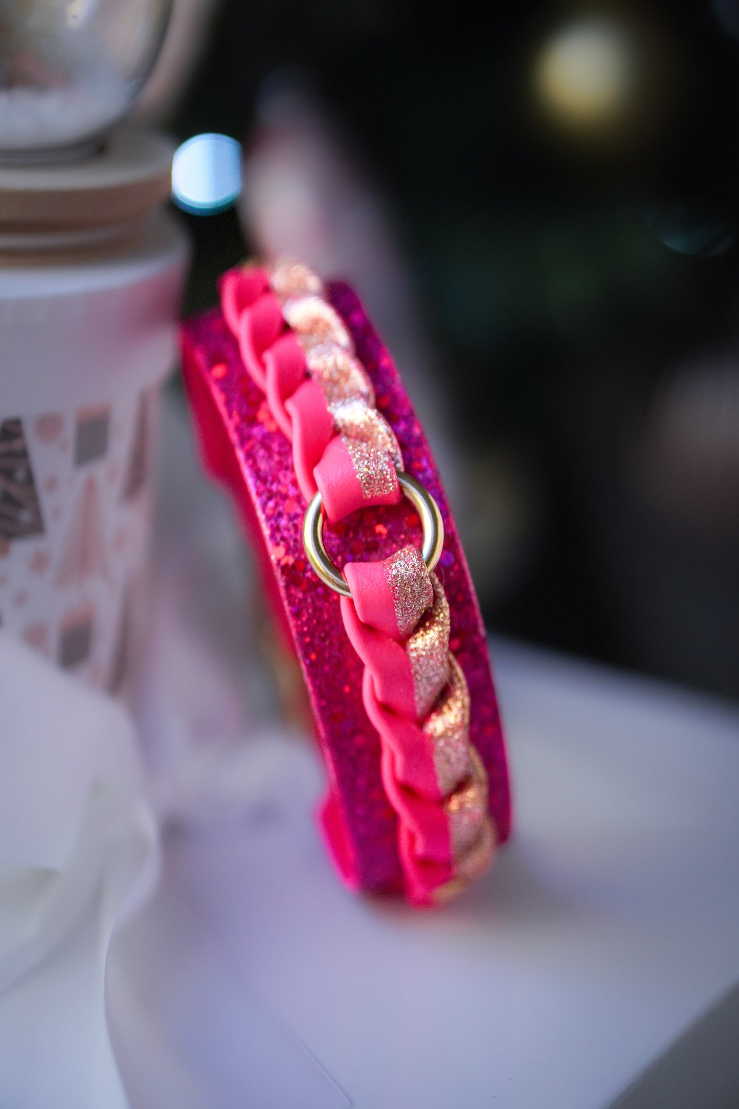 Bright Pink braided collar