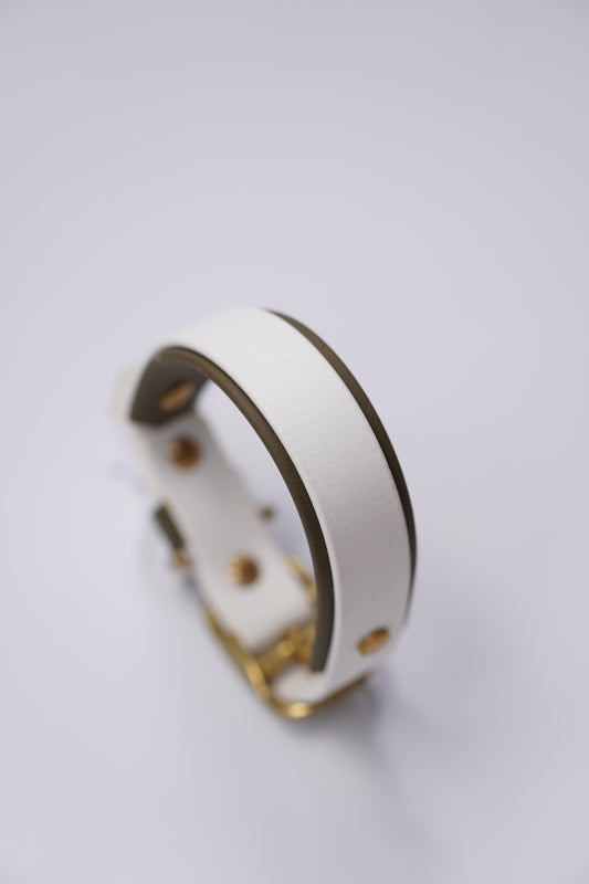 Paris collar (25-31cm) olive & white