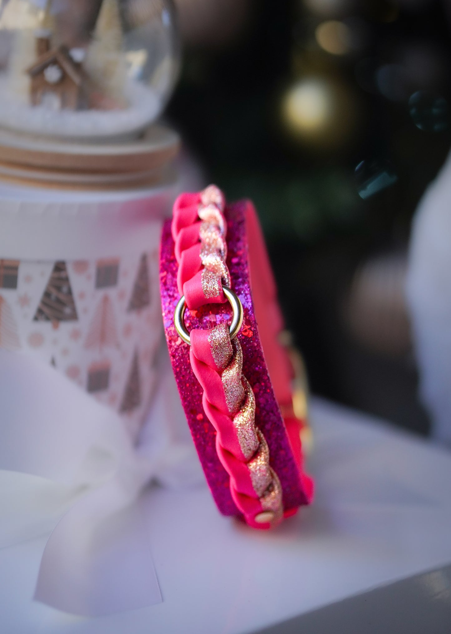 Bright Pink braided collar