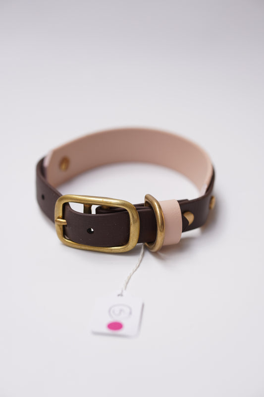 Paris collar (S & S/M) Dark brown & Shell