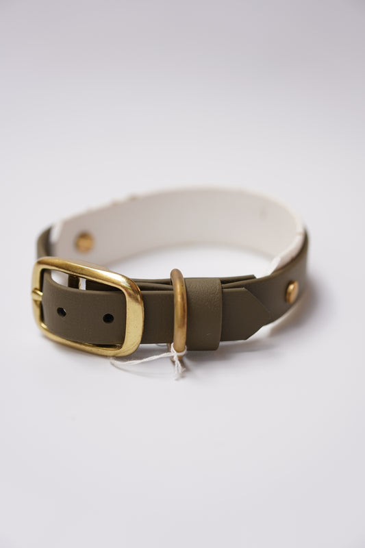 Paris collar (S & S/M) Olive & white