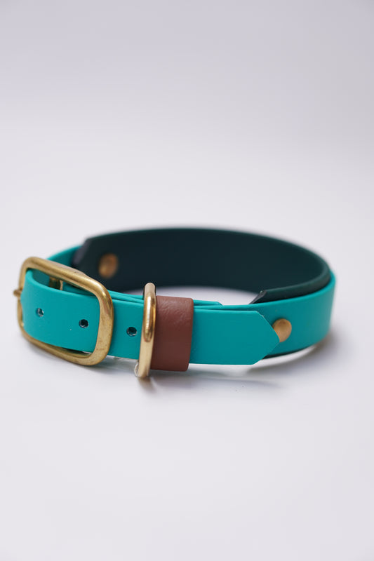 Paris collar (S & S/M) Teal & Dark green