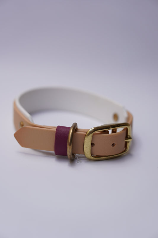 Paris collar (30-36cm) Champagne & white