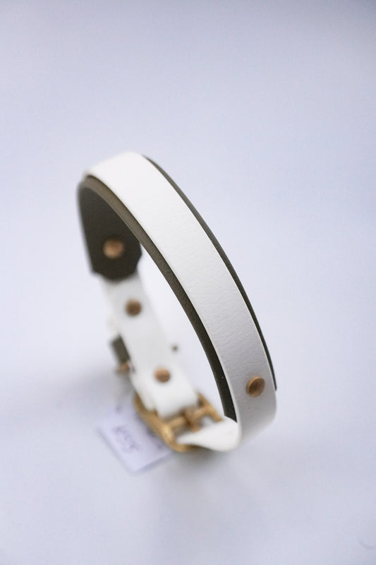 Paris collar (30-36cm) olive & White