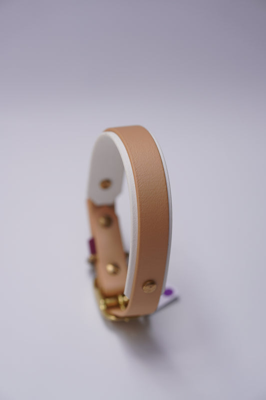 Paris collar (30-36cm) Champagne & white