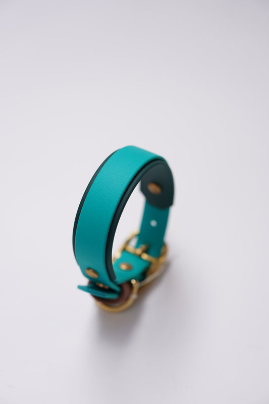 Paris collar (S & S/M) Teal & Dark green